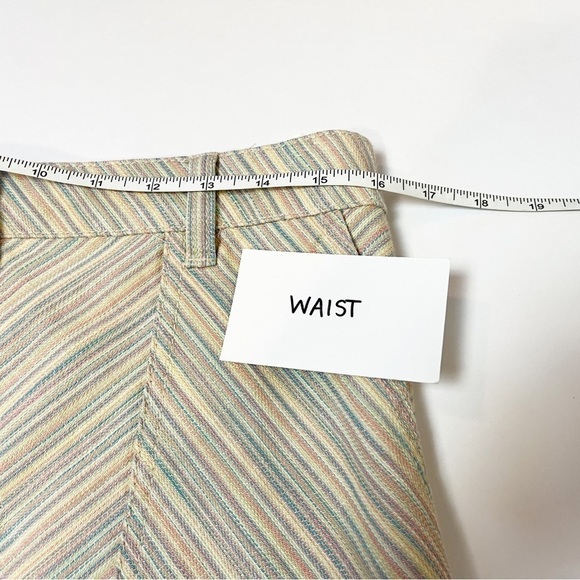 Anthropologie NWT Pilcro Chino Striped Skirt 12 button front pastel rainbow new - Picture 11 of 13